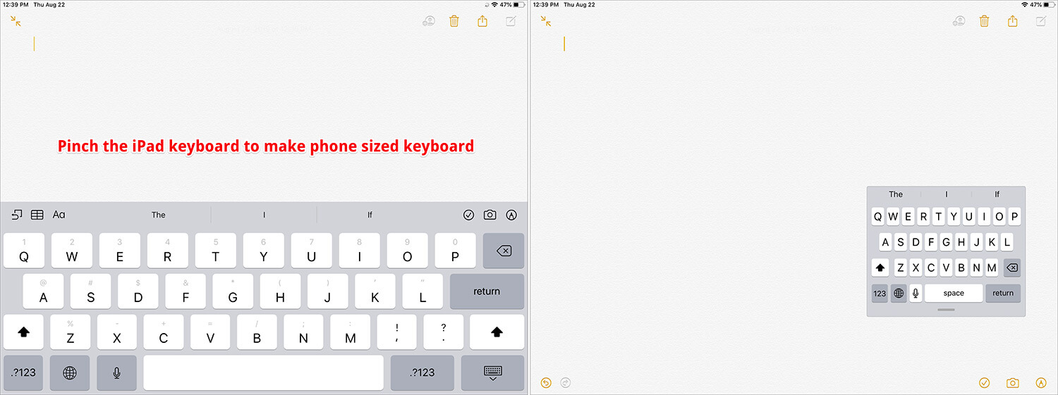 Pinch iPad Keyboard to make Phone sized keyboard
