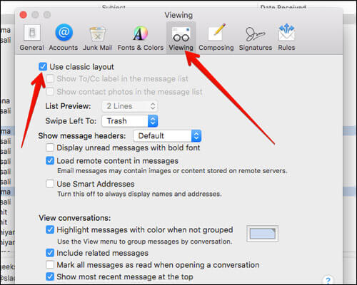 Use Classic Mail View on Mac