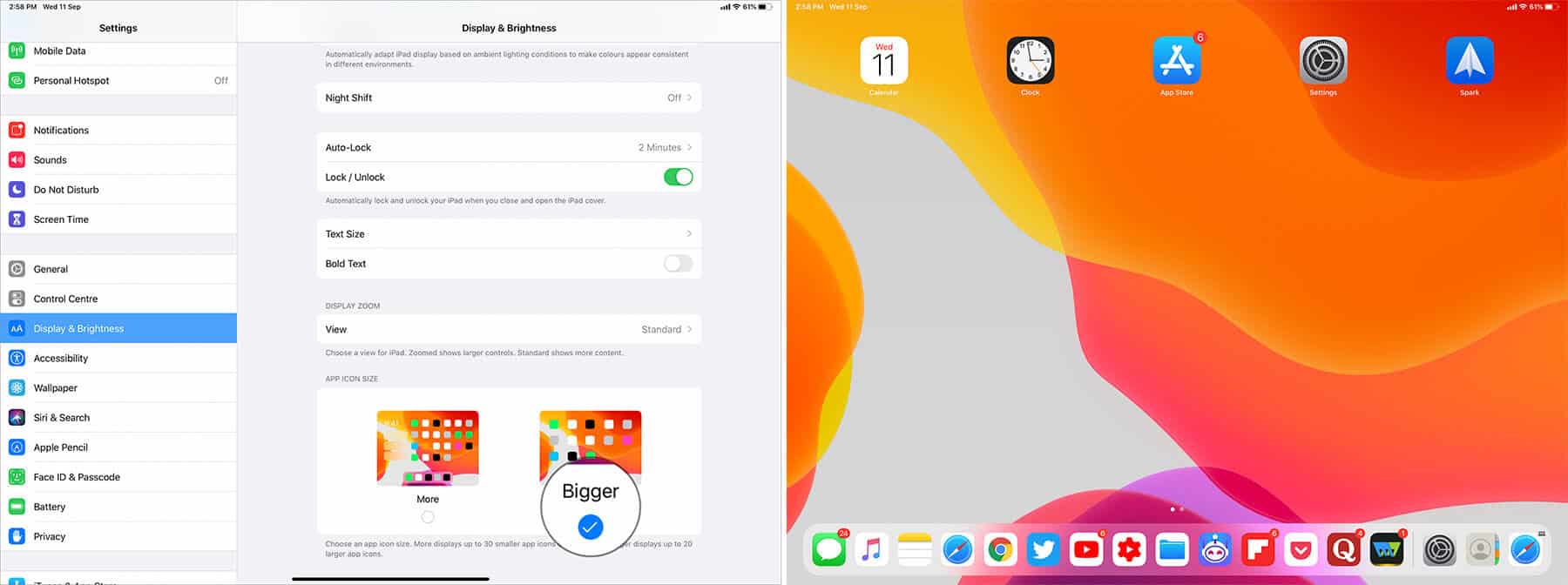 Change iPad App Icon Size More to Bigger in iPadOS