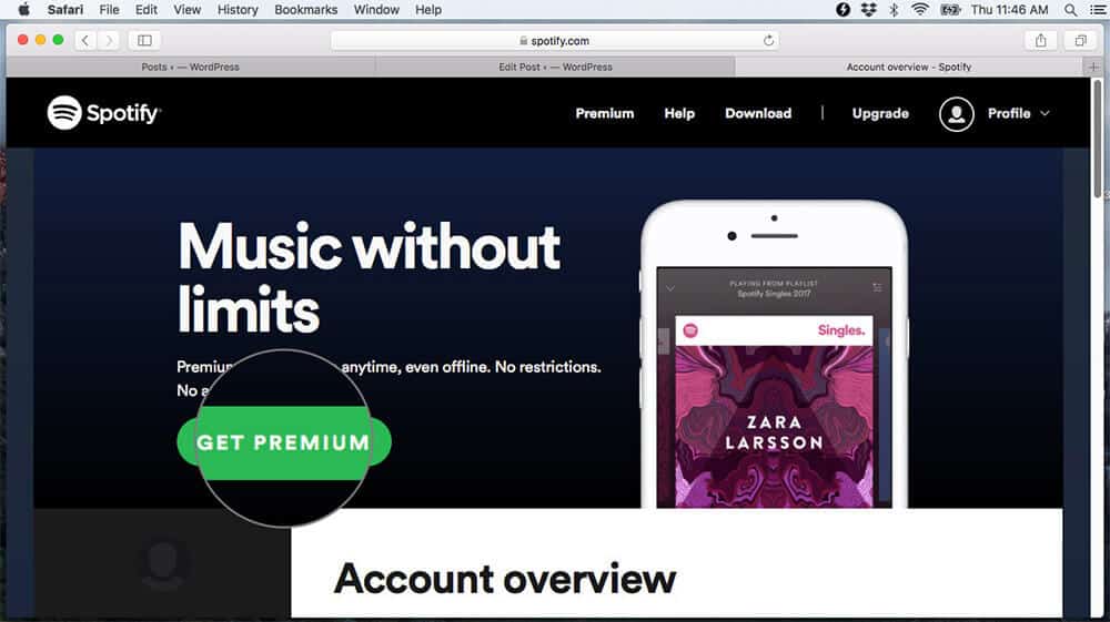 Click on Get Premium in Your Spotify Account on Mac