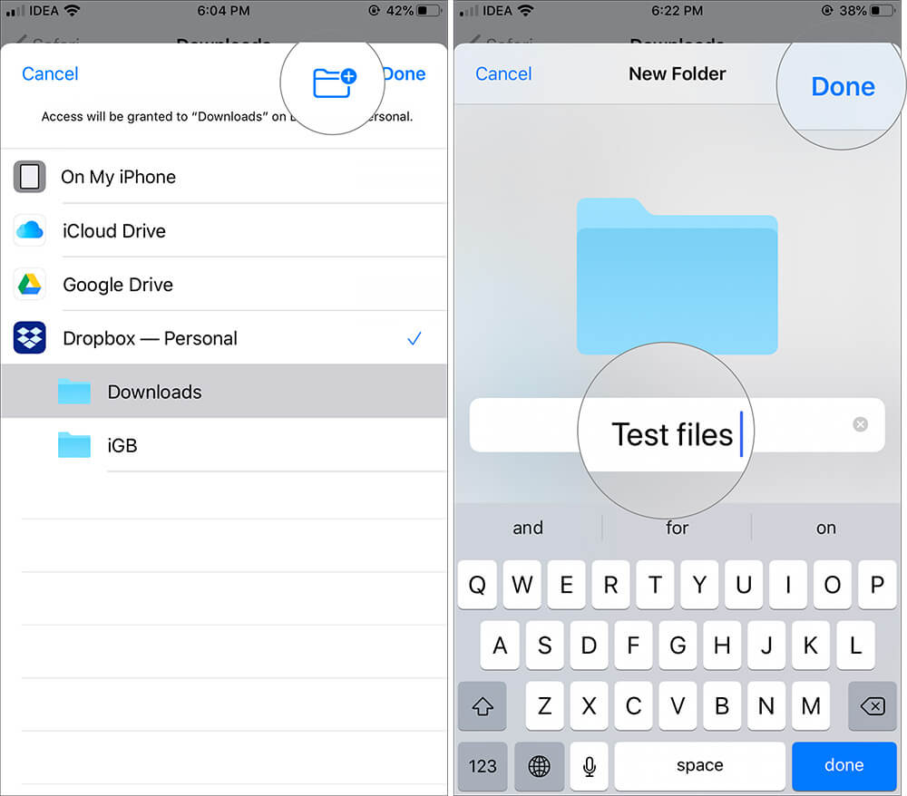 Create New Folder to Save Safari Download Files on iPhone