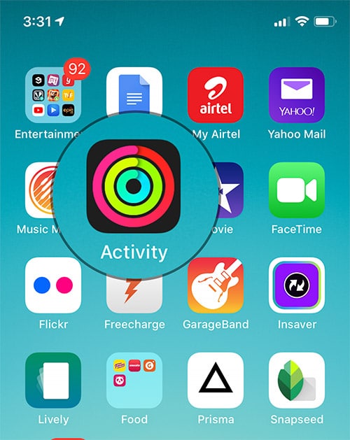 Open Activity app on iPhone