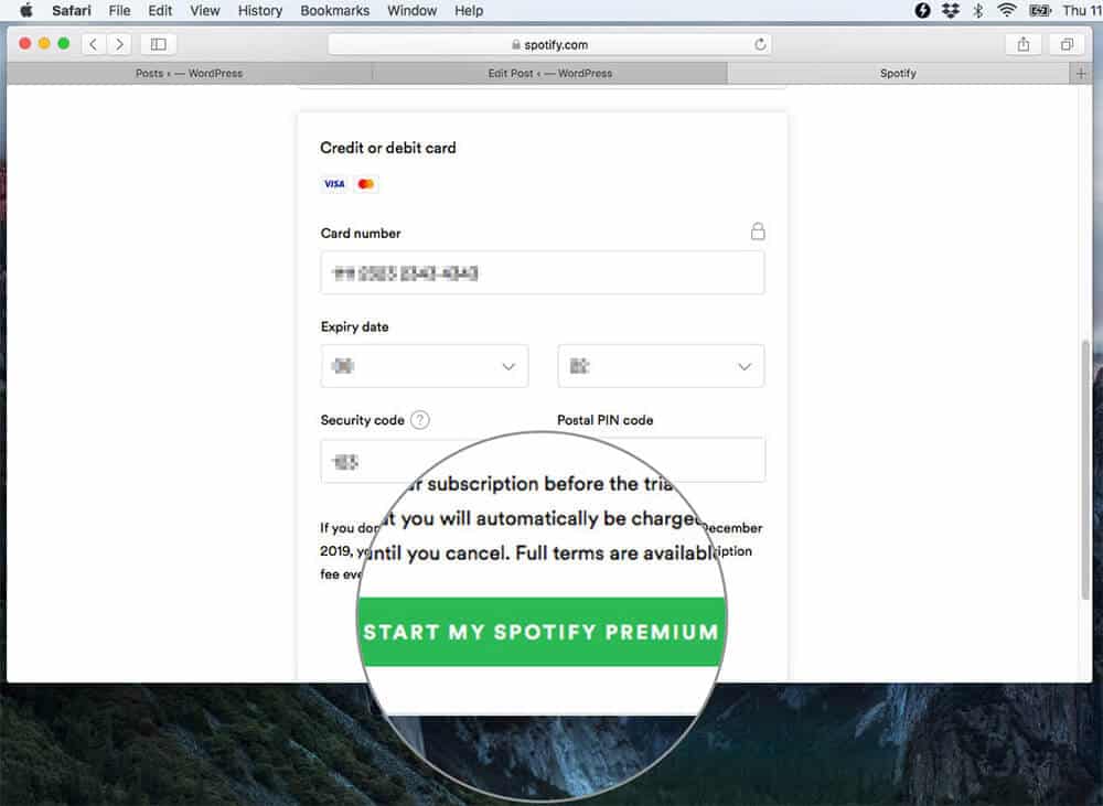 Pay for Spotify premium with Mac