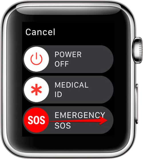 Swipe Emergency SOS Slider to Right on Apple Watch