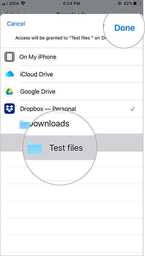 ios safari download location Tap on Done to Change Safari Default File Download Location on iPhone or iPad