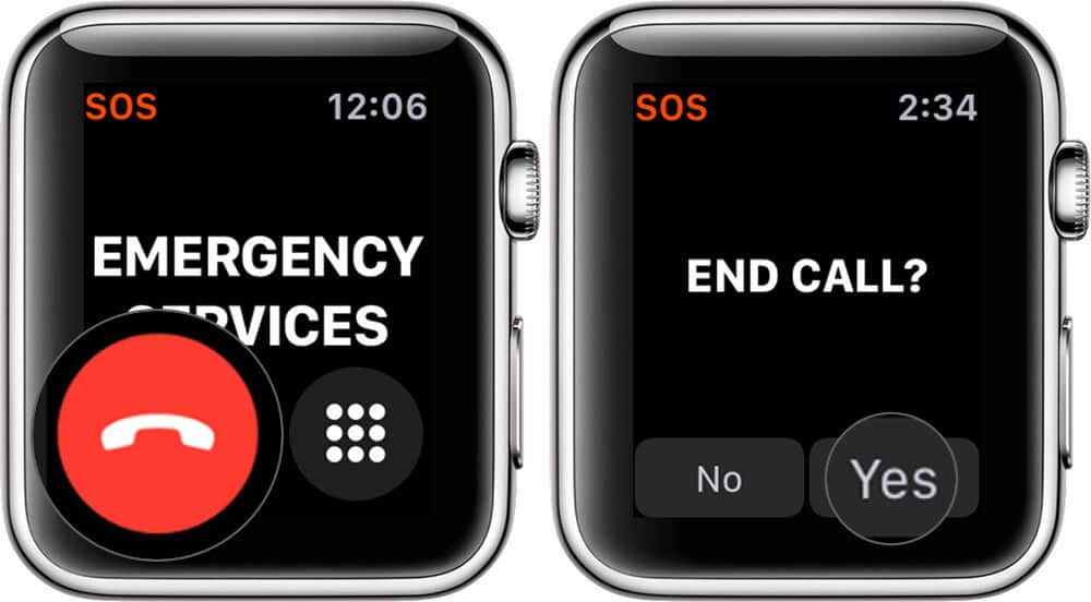 Tap on Yes to End SOS Call From Apple Watch