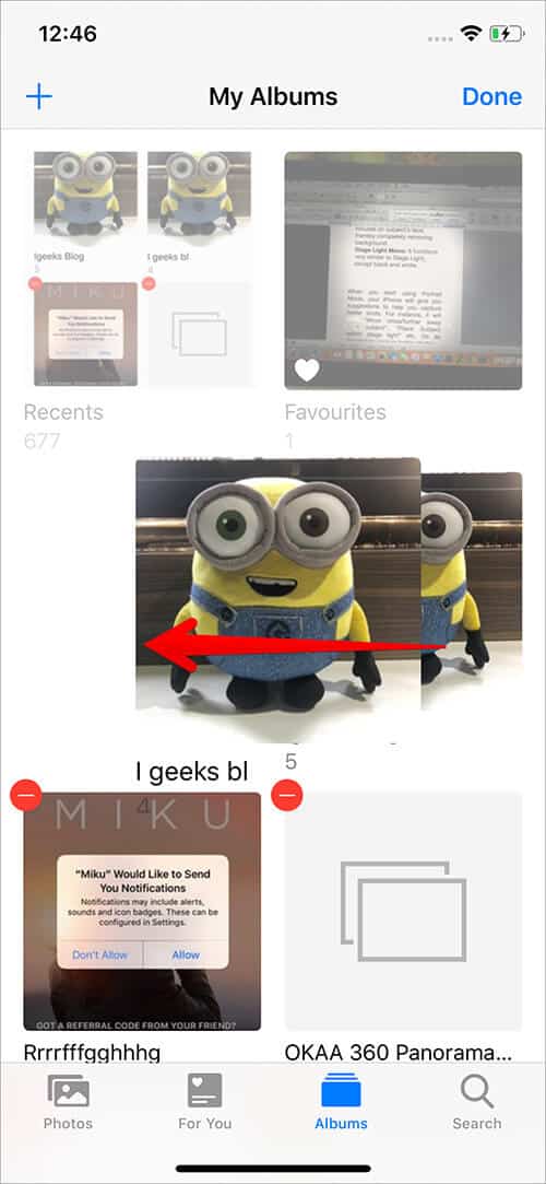 Drag Photos Album to Rearrange it on iPhone in iOS 13