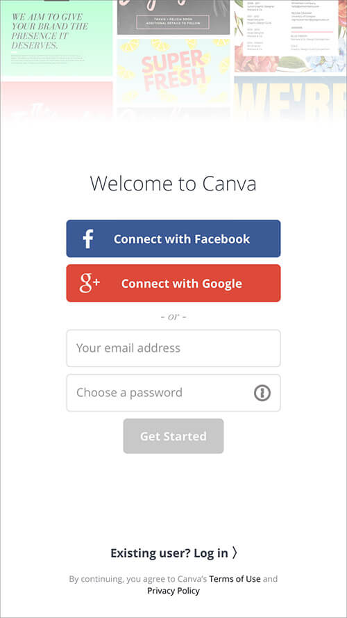 Login in Canva App to Make Your Own Wallpaper for iPhone