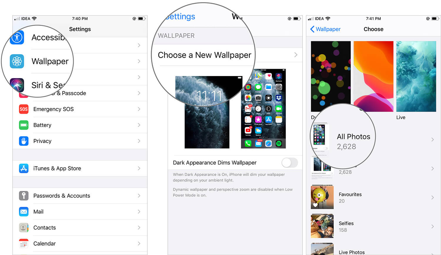 Open Settings App and Choose Your Wallpaper on iPhone