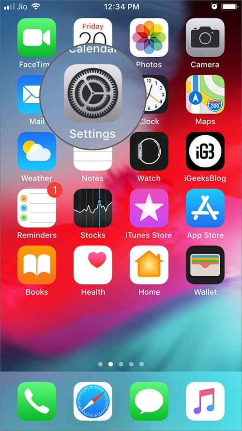 Open Settings App on iPhone