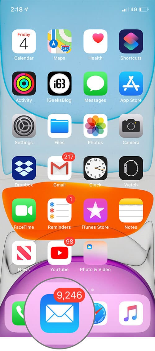 Open iOS 13 Mail App on iPhone