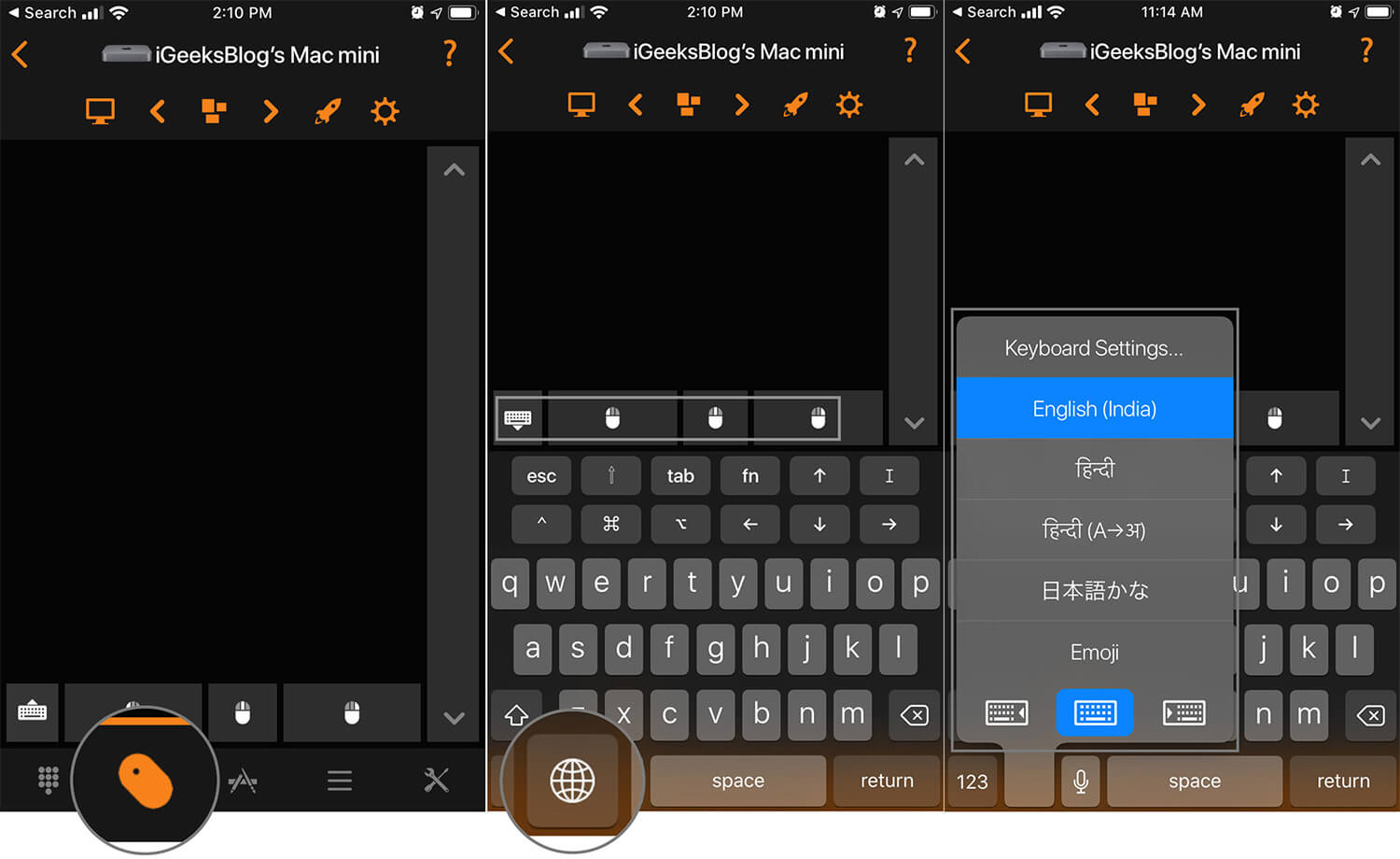 Tap on Input Tab and Add Text or Choose Preferred Keyboard from Remote Control for Mac App