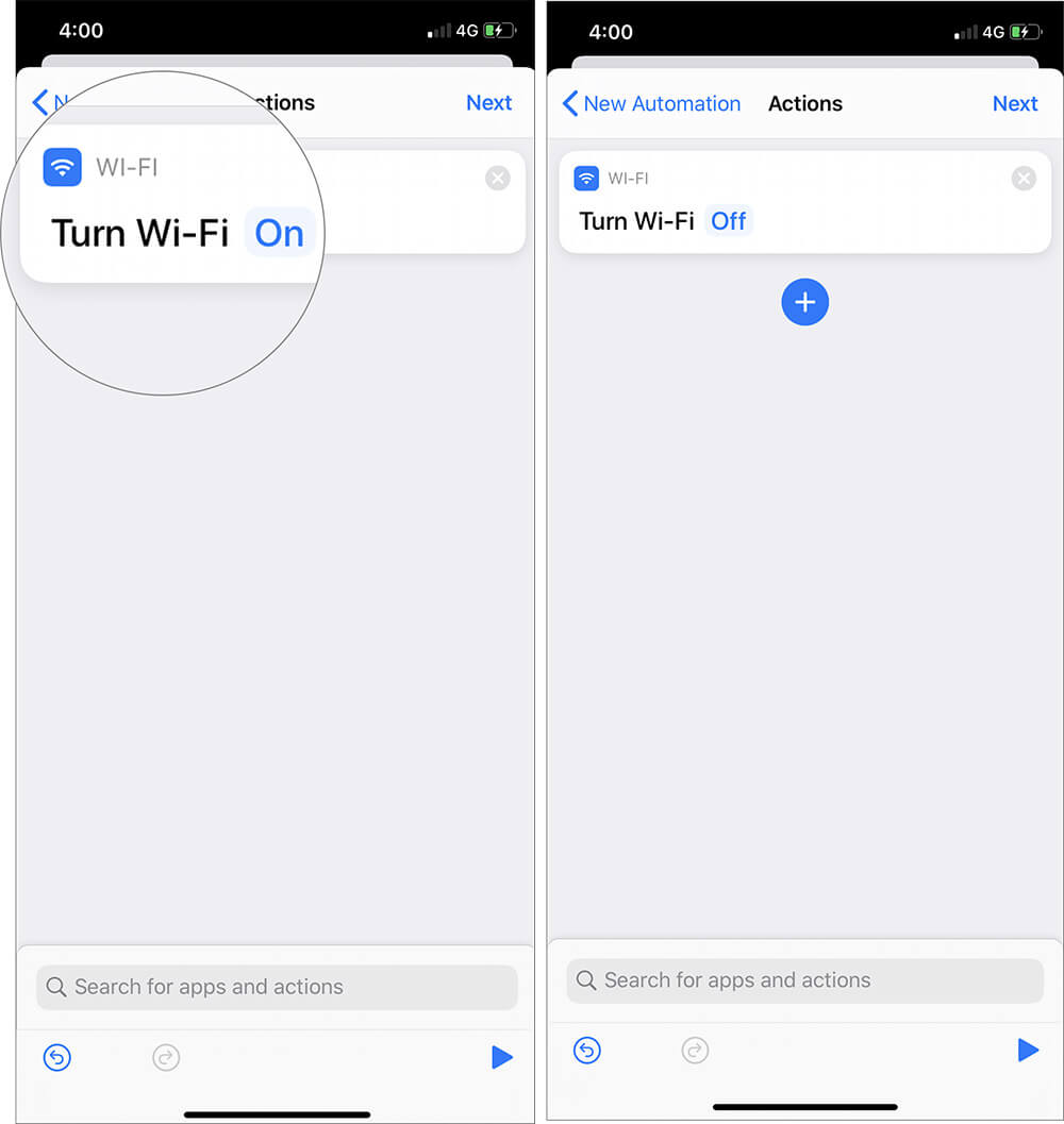 Tap on Off to Auto Turn Off WiFi in iPhone When You Leave Home or Office