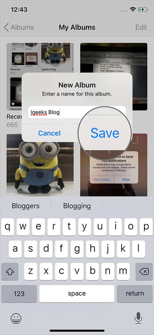 Tap on Save to Make A New Album in iOS 13 Photos App on iPhone