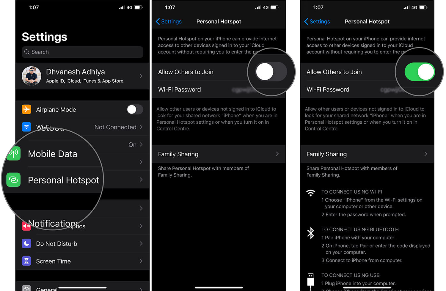 Turn ON Allow Others to Join in Personal Hotspot in iOS 13 Running iPhone