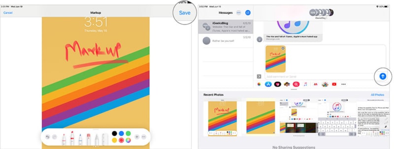 Use Markup in Messages in iPadOS 13