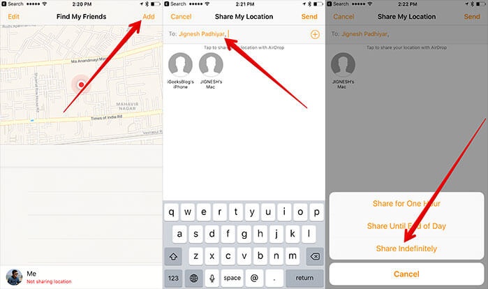 Add Friend on iPhone Find My Friends App