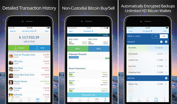 Airbitz bitcoin wallet iphone and ipad app screenshot