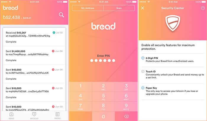 Bread Bitcoin Wallet iPhone and iPad App Screenshot