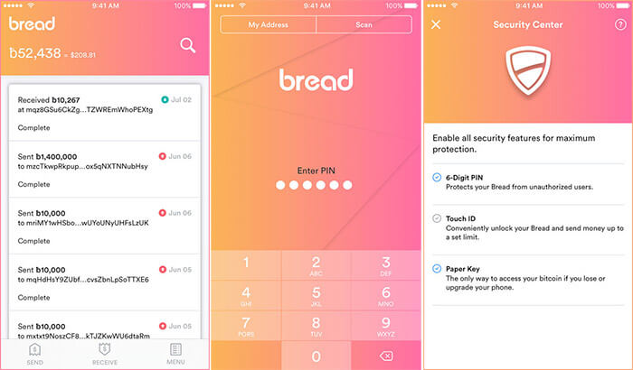 Bread bitcoin wallet iphone and ipad app screenshot