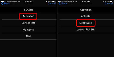 Deactivate flash messages on iphone