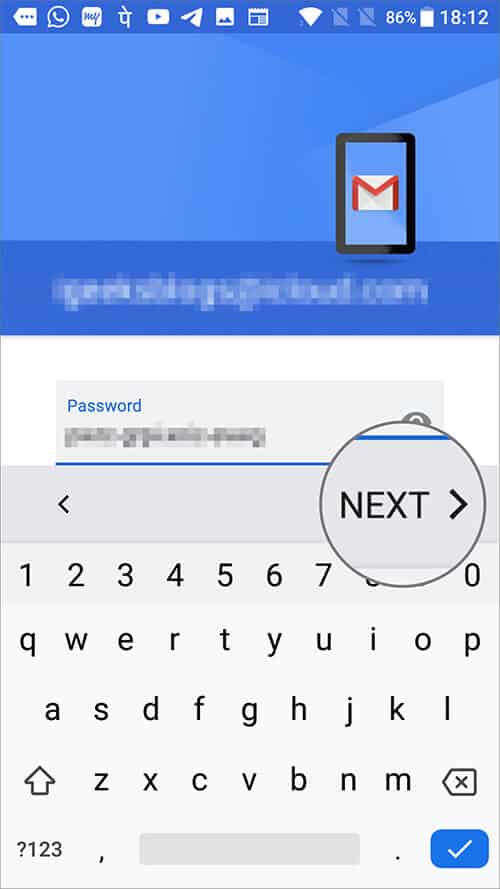 Enter iCloud email ID and app specific password Configuring iCloud Email on Android