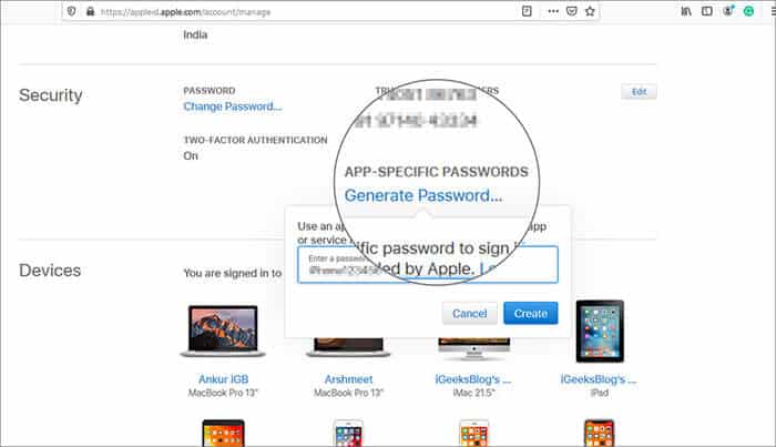 Generate App-specific password to Use iCloud Email Account on Android