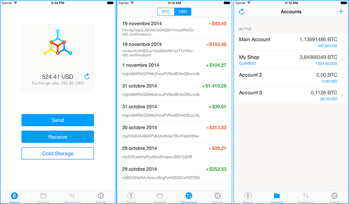 Mycelium bitcoin wallet iphone and ipad app screenshot