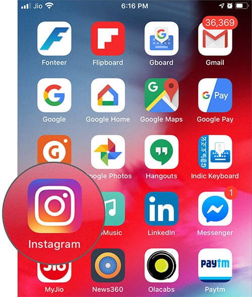 Open Instagram App on iPhone