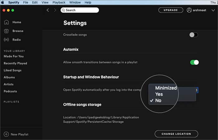 Select No to Stop Spotify From Opening on Mac Startup