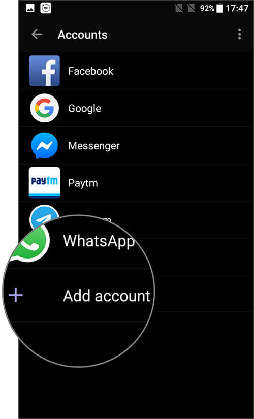 Tap on Add Account to add iCloud Email with Gmail on Android