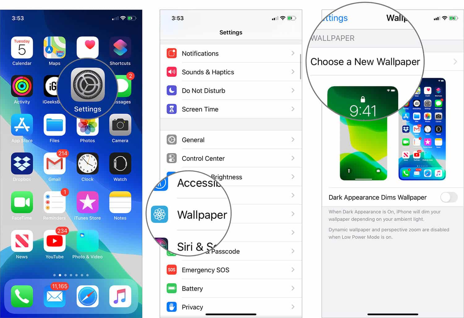 Tap on Choose New Wallpaper in Settings App on iPhone