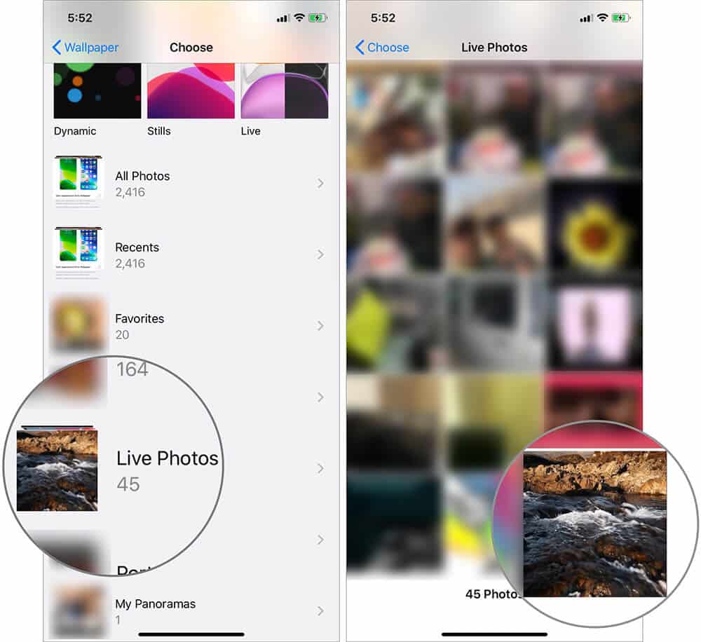 Tap on Live Photos Album and Select a Picture on iPhone