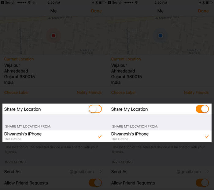 Turn ON Share My Location on Friend's iPhone
