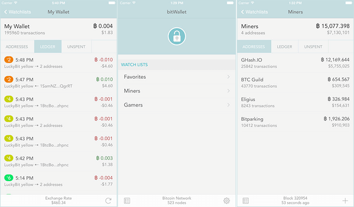 Bitwallet iphone and ipad app screenshot