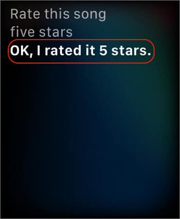 Ask Siri Rate Song with Stars in Apple Music on Apple Watch