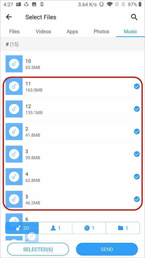 Choose Songs You Want to Transfer from Android Device