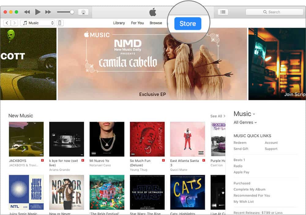Click on Store in iTunes on Mac