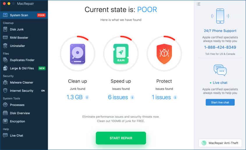 MacRepair Scan Result