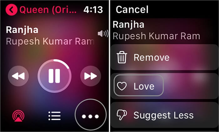 Rate Song with Stars in Apple Music on Apple Watch
