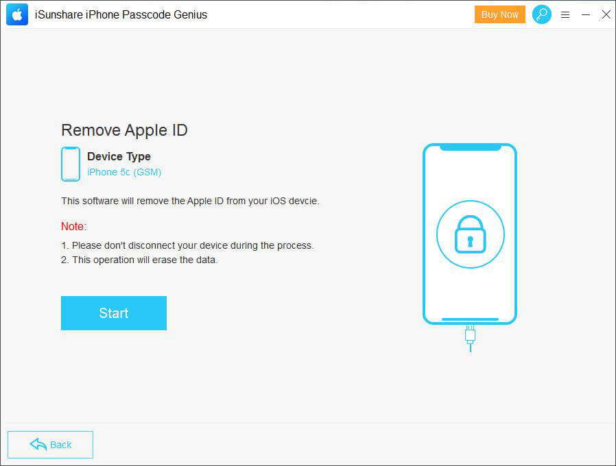 Remove Apple ID with iSunshare iPhone Passcode Genius Software