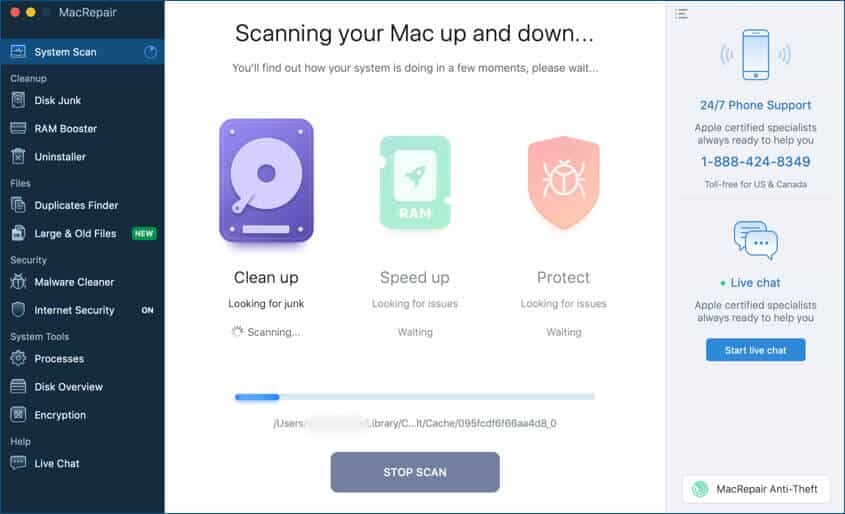 Scan your Mac with MacRepair