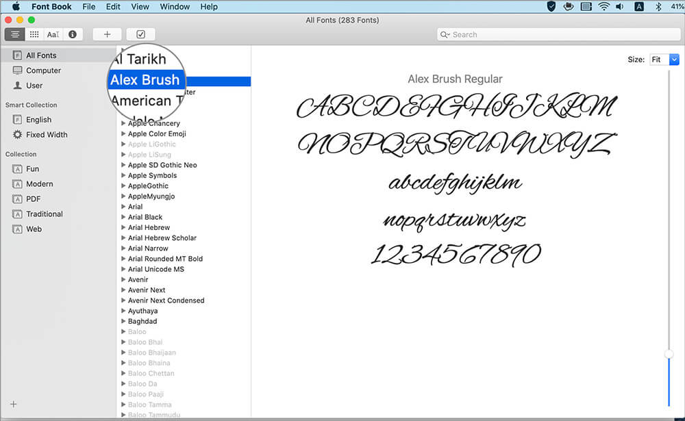 Select the font you wish to disable in the Font Book window