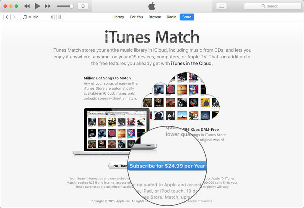 Subscribe iTunes Match in macOS Catalina