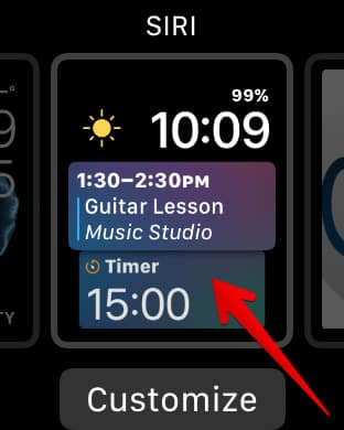 Tap on Siri Watch Face on Apple Watch