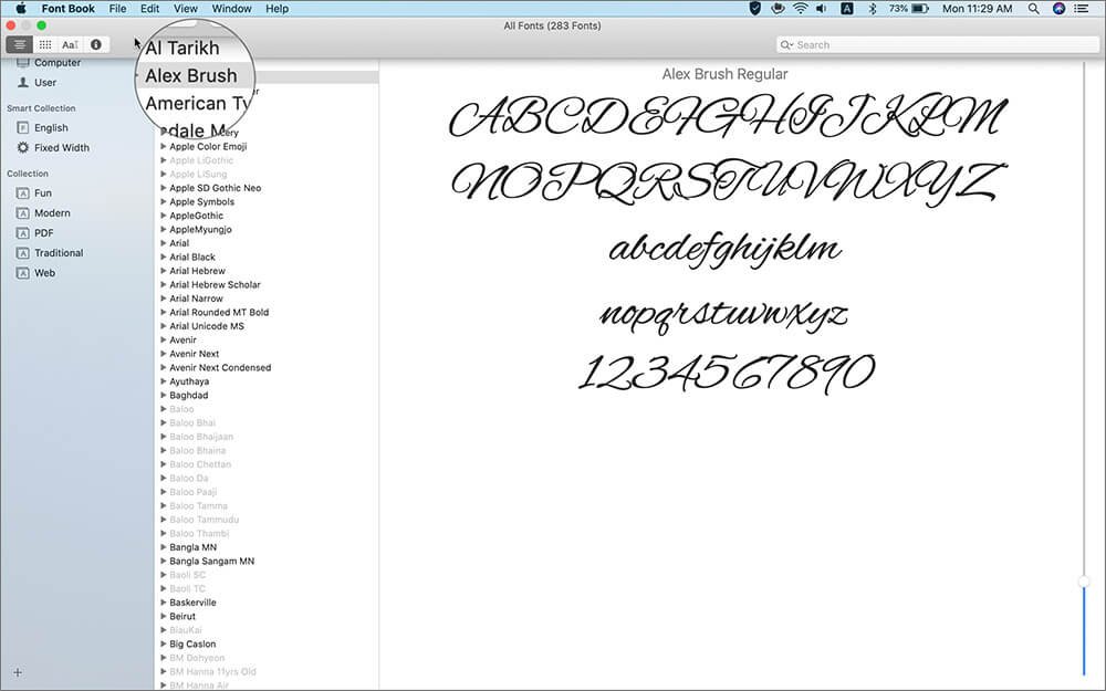 View Your Installed Fonts in Font Book on Mac