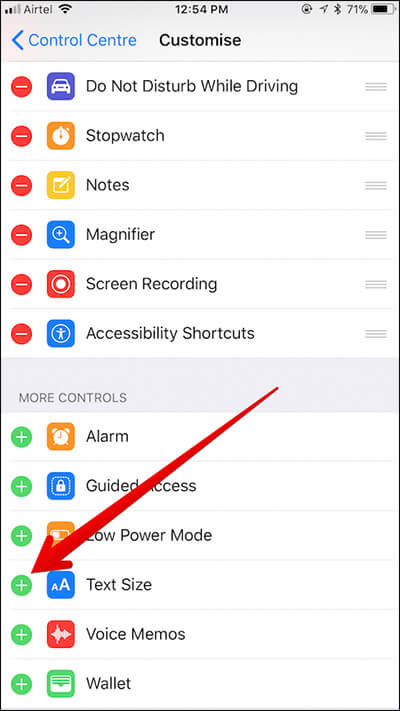 how to add shortcut to iphone control center