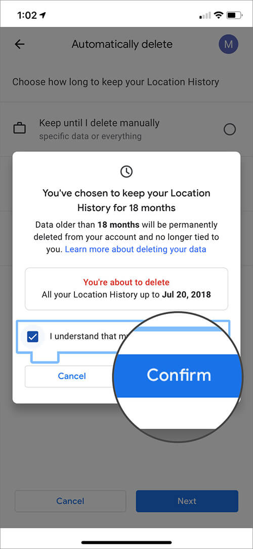 Check I understand and want to delete and Tap on Confirm on iPhone