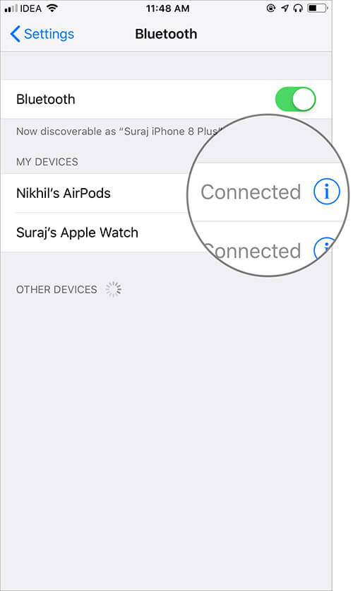 Check your AirPods Connected with iPhone
