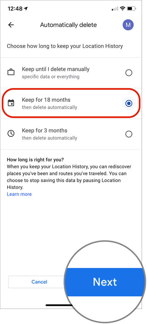 How to Disable and Remove Google Maps Timeline on iPhone and Android Choose Prefered Option and Tap on Next on iPhone